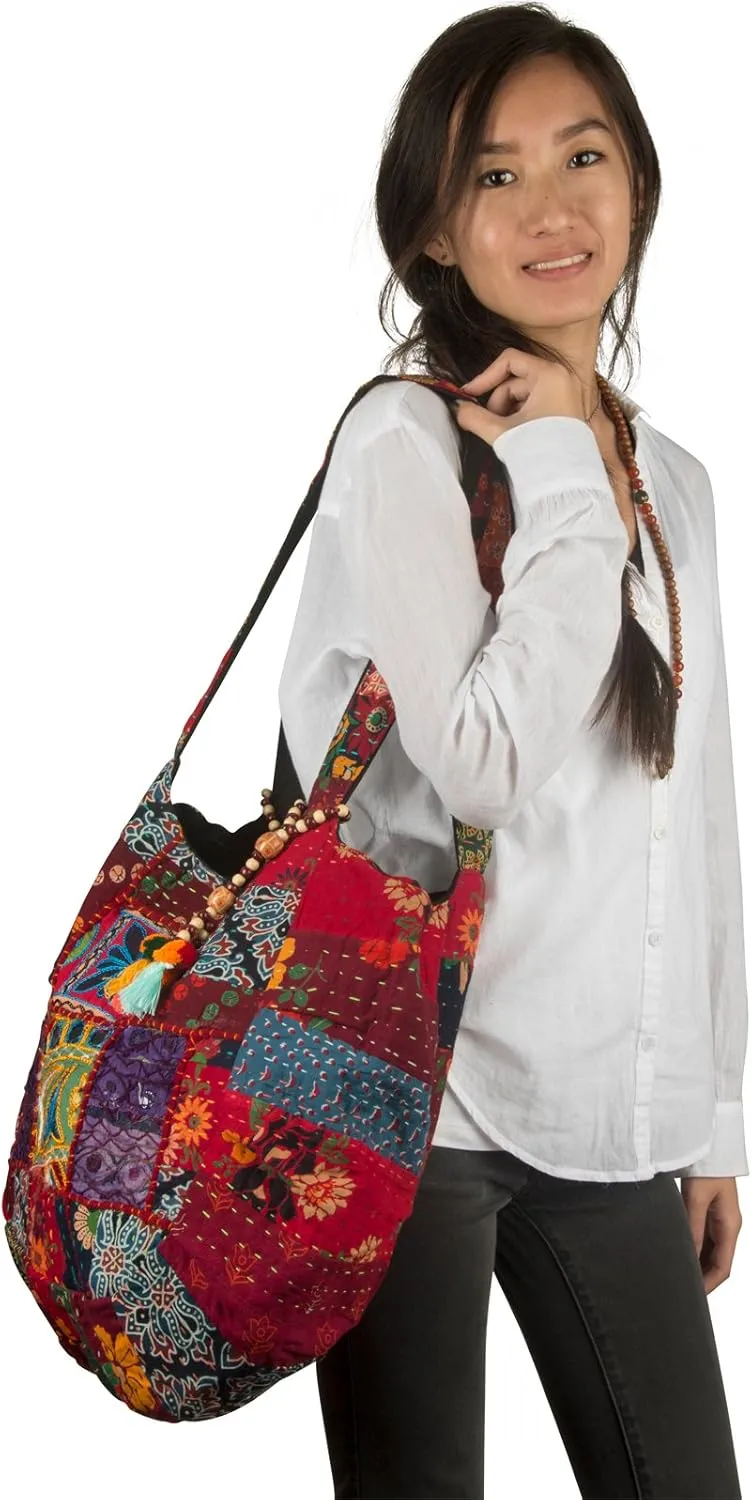 Red Colorful Large Women Shoulder Bag Tote Market School Laptop Daily Casual Everyday Comfortable Boho