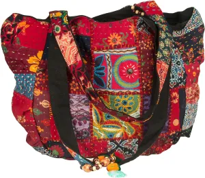 Red Colorful Large Women Shoulder Bag Tote Market School Laptop Daily Casual Everyday Comfortable Boho