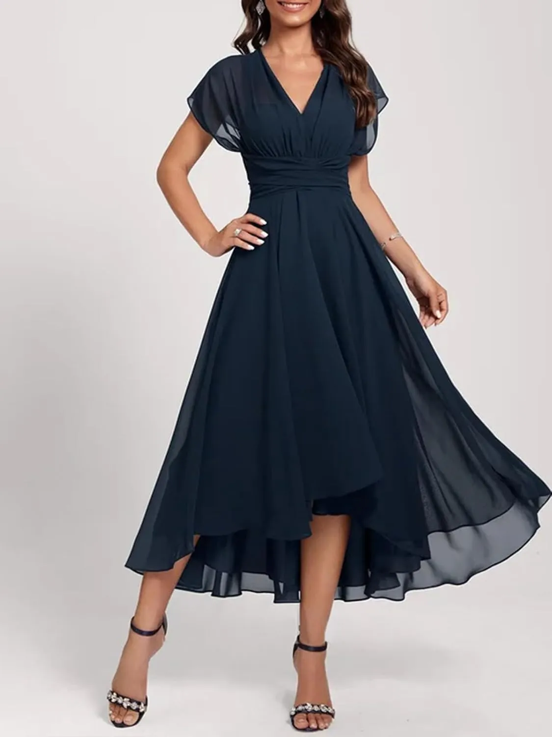 Roxanne Tea Length Infinity Bridesmaid Dresses High Low Convertible Wedding Guest Dress,Multiway Dress Evening Gown