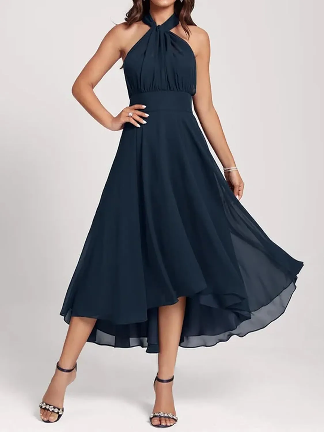 Roxanne Tea Length Infinity Bridesmaid Dresses High Low Convertible Wedding Guest Dress,Multiway Dress Evening Gown