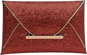Sequin Evening Clutch Bag Women Glitter Party Bag Solid Color Sequins Evening Purse Elegant Bling Clutch Envelope Wristlet Bag Female Outdoor Wallet for PartyCocktail(Red)