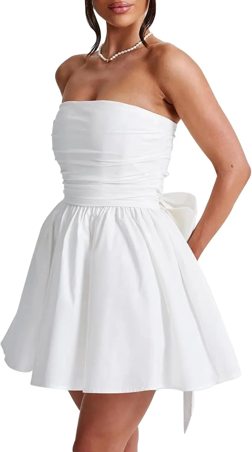 Sevintage Short Wedding Dresses for Bride with Bow Simple 2025 Homecoming Dress Cocktail Prom Gowns