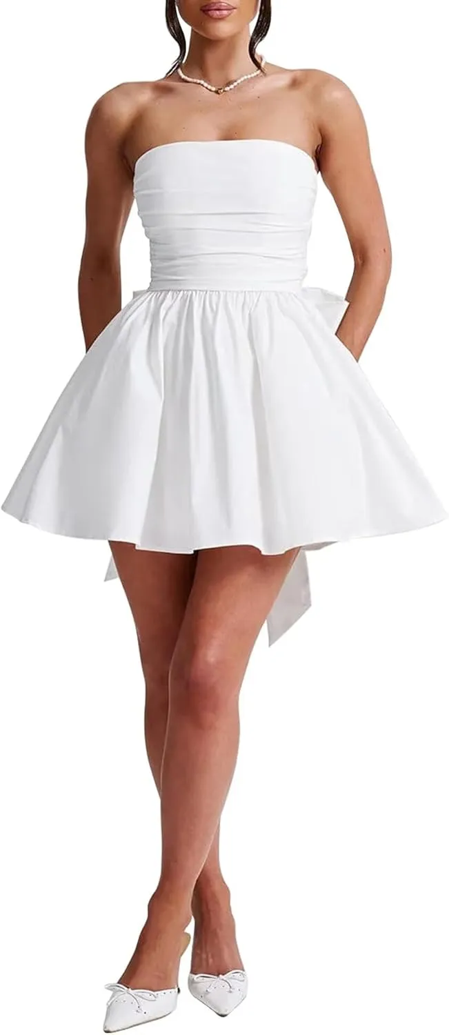 Sevintage Short Wedding Dresses for Bride with Bow Simple 2025 Homecoming Dress Cocktail Prom Gowns