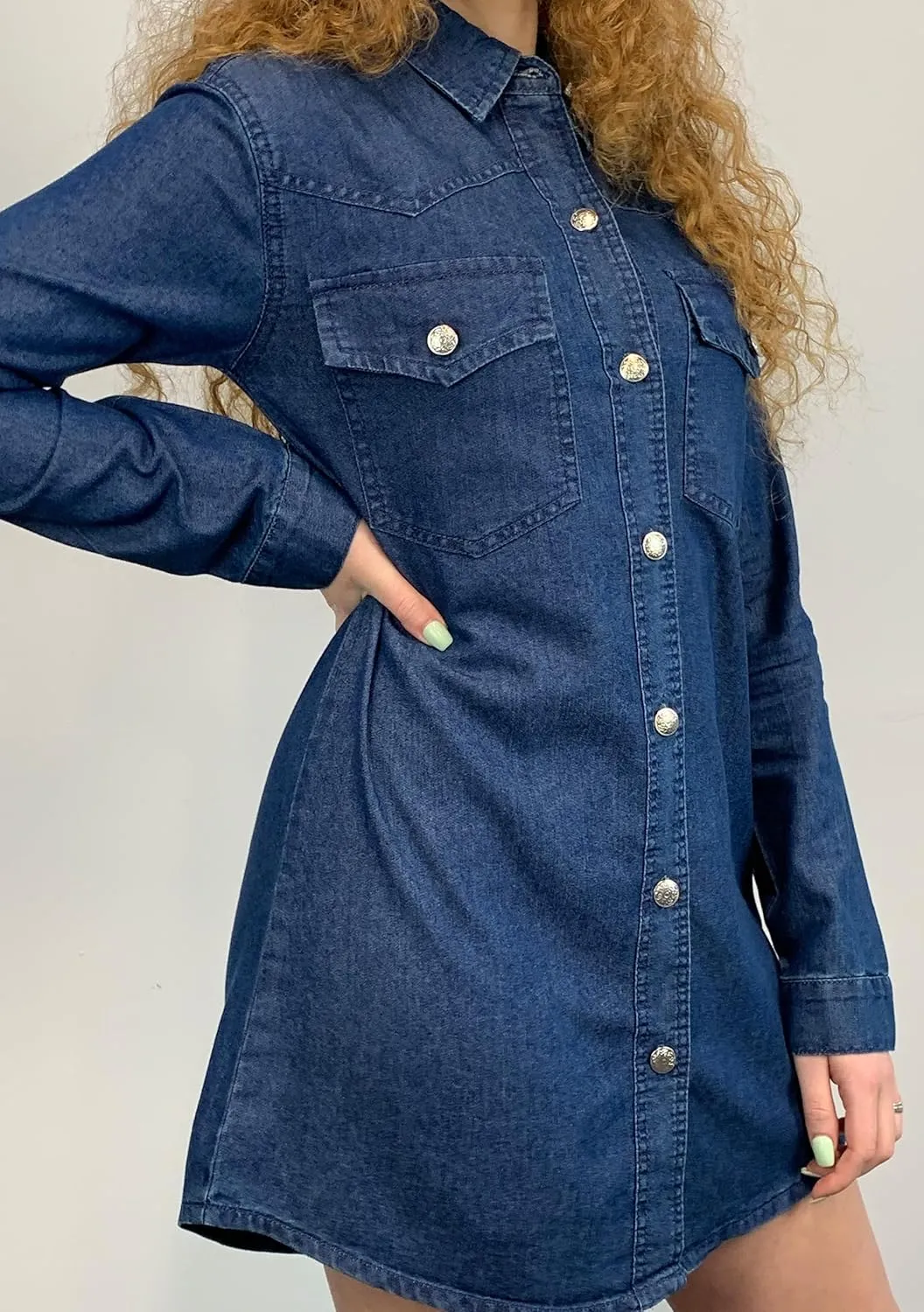 Shackets for Women 2025 - Long Sleeve Oversized Jean Jacket for Women - Casual Boyfriend Denim Button Down Shirt Women