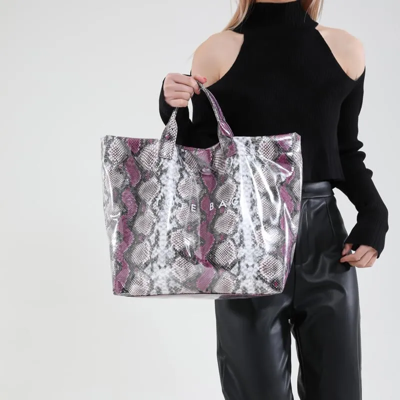 Snake Print PU Handbag - Stylish Hobo Purse for Women