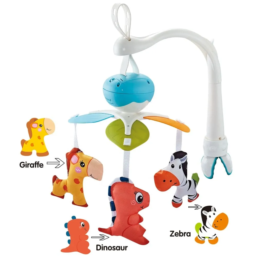 Soft Animals Premium Electric Musical Bed Cot Mobile With Hanging Rattles - Blue