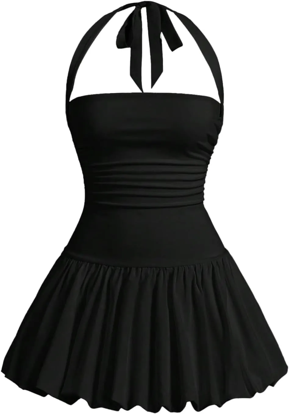 SOLY HUX Women's Plus Size Summer Dresses Halter Sleeveless Sundresses Flowy Party Mini Dress