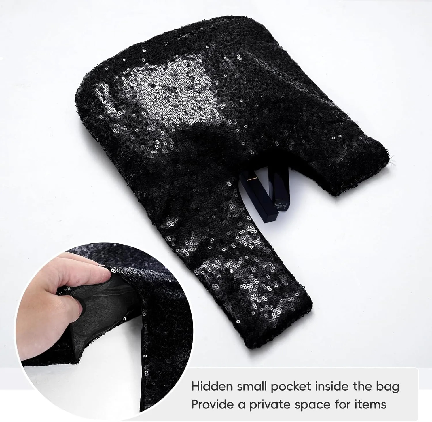 SquarePie Sequin Evening Bag Wrist Handbag Glitter Clutch Phone Wallet Purse Portable Pouch