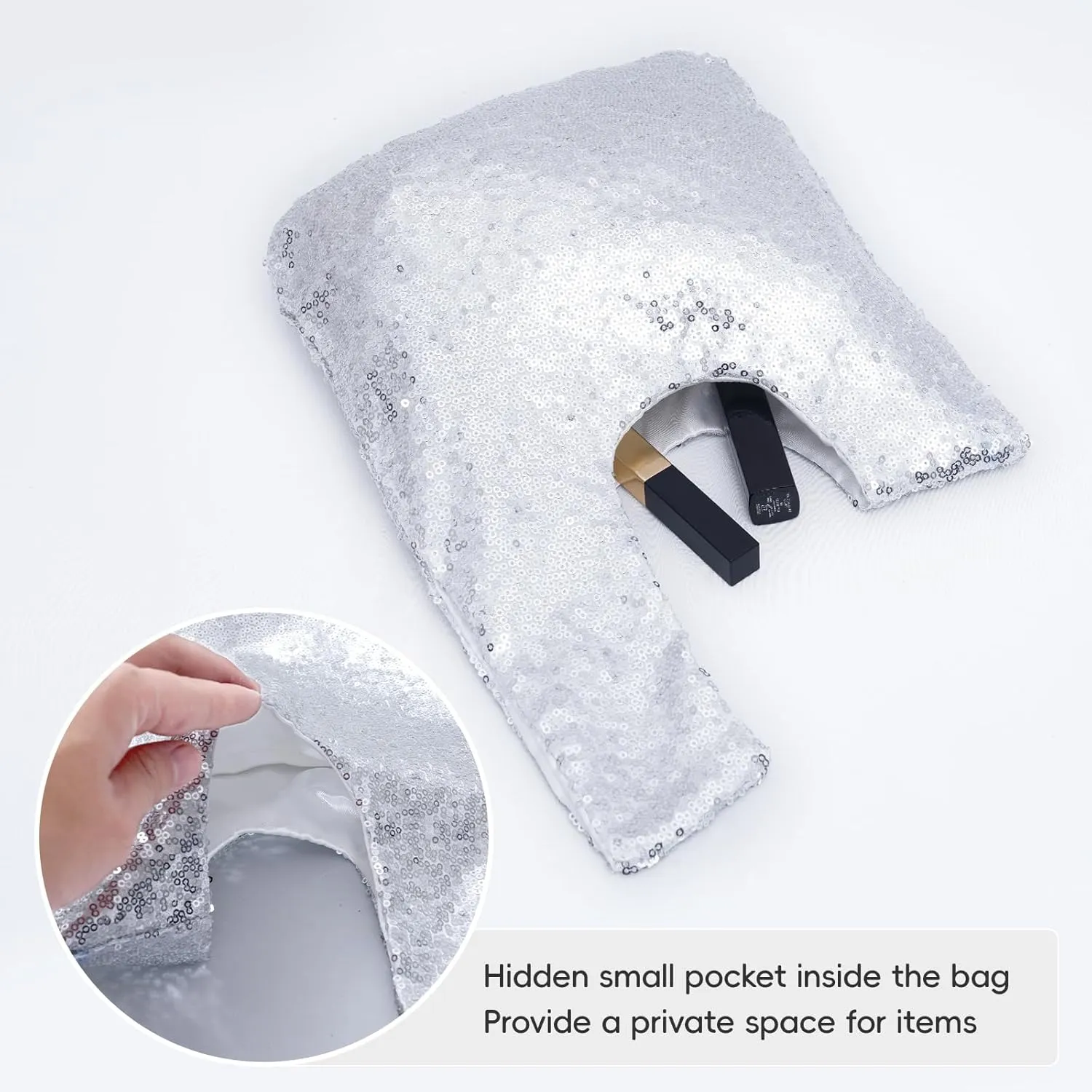 SquarePie Sequin Evening Bag Wrist Handbag Glitter Clutch Phone Wallet Purse Portable Pouch