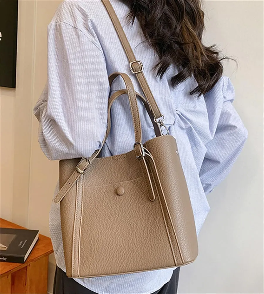Stylish Vegan Leather Tote Bag for Women Large Commute Handbag Purse Crossbody Shoulder Bag Top Handle Satchel