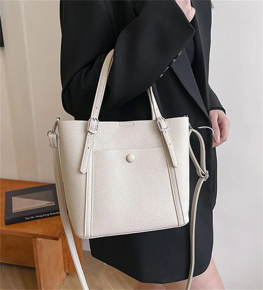 Stylish Vegan Leather Tote Bag for Women Large Commute Handbag Purse Crossbody Shoulder Bag Top Handle Satchel