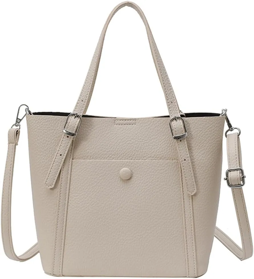 Stylish Vegan Leather Tote Bag for Women Large Commute Handbag Purse Crossbody Shoulder Bag Top Handle Satchel