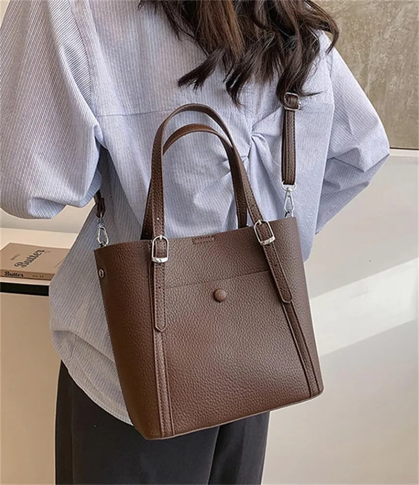 Stylish Vegan Leather Tote Bag for Women Large Commute Handbag Purse Crossbody Shoulder Bag Top Handle Satchel