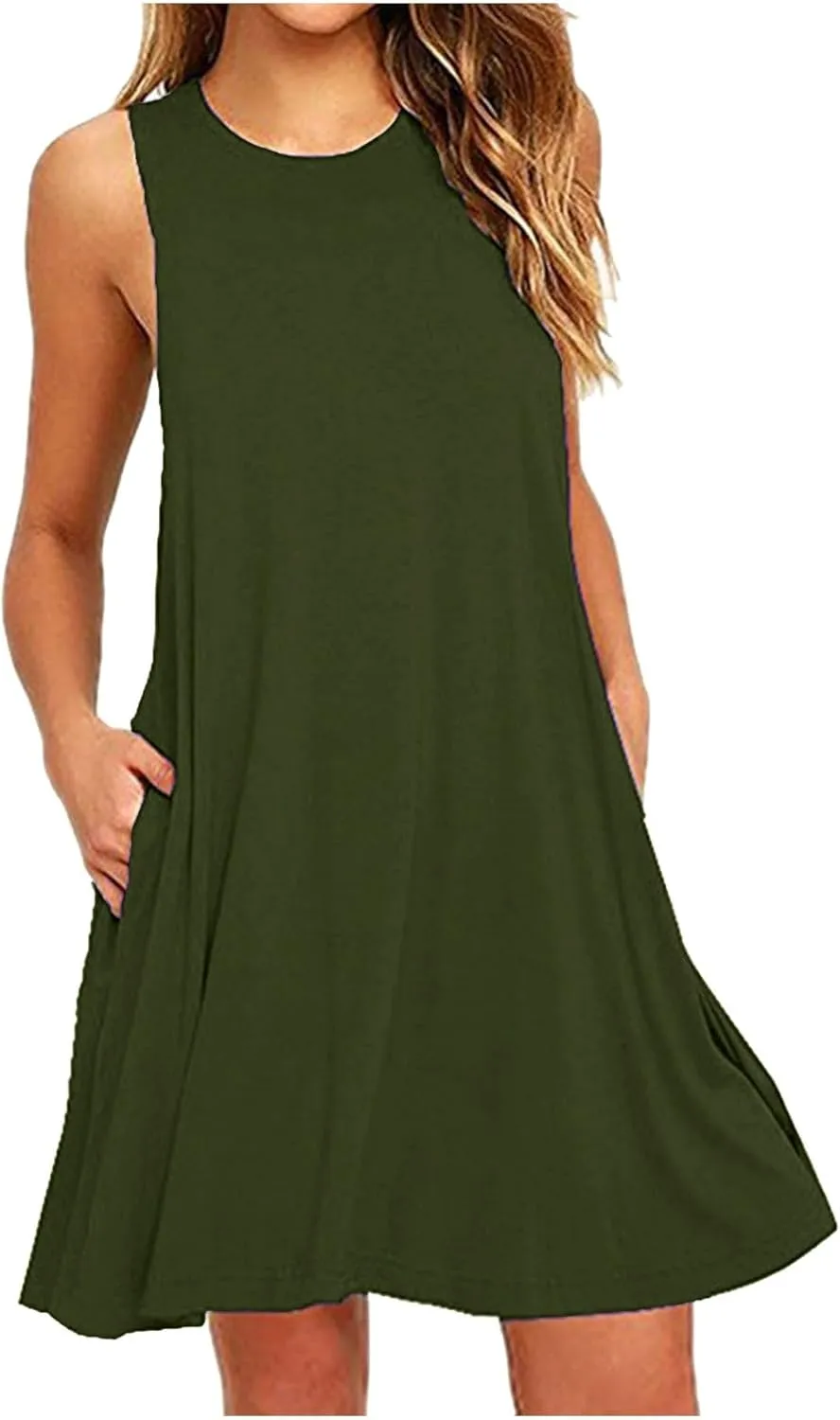 Summer Dresses for Women 2024 Island Vacation Sleeveless Sun Dresses Casual Boho Beach Tank Dress Loose Swing Sundress