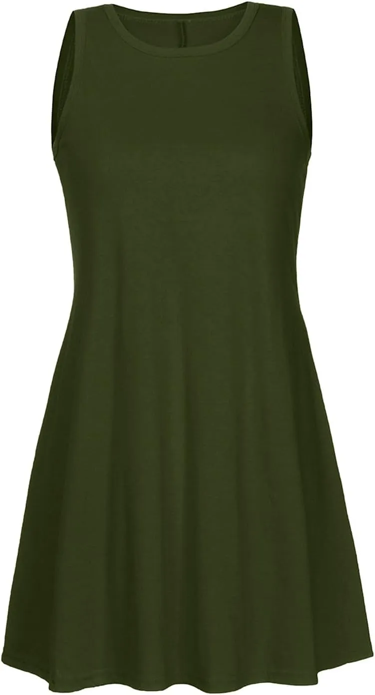 Summer Dresses for Women 2024 Island Vacation Sleeveless Sun Dresses Casual Boho Beach Tank Dress Loose Swing Sundress