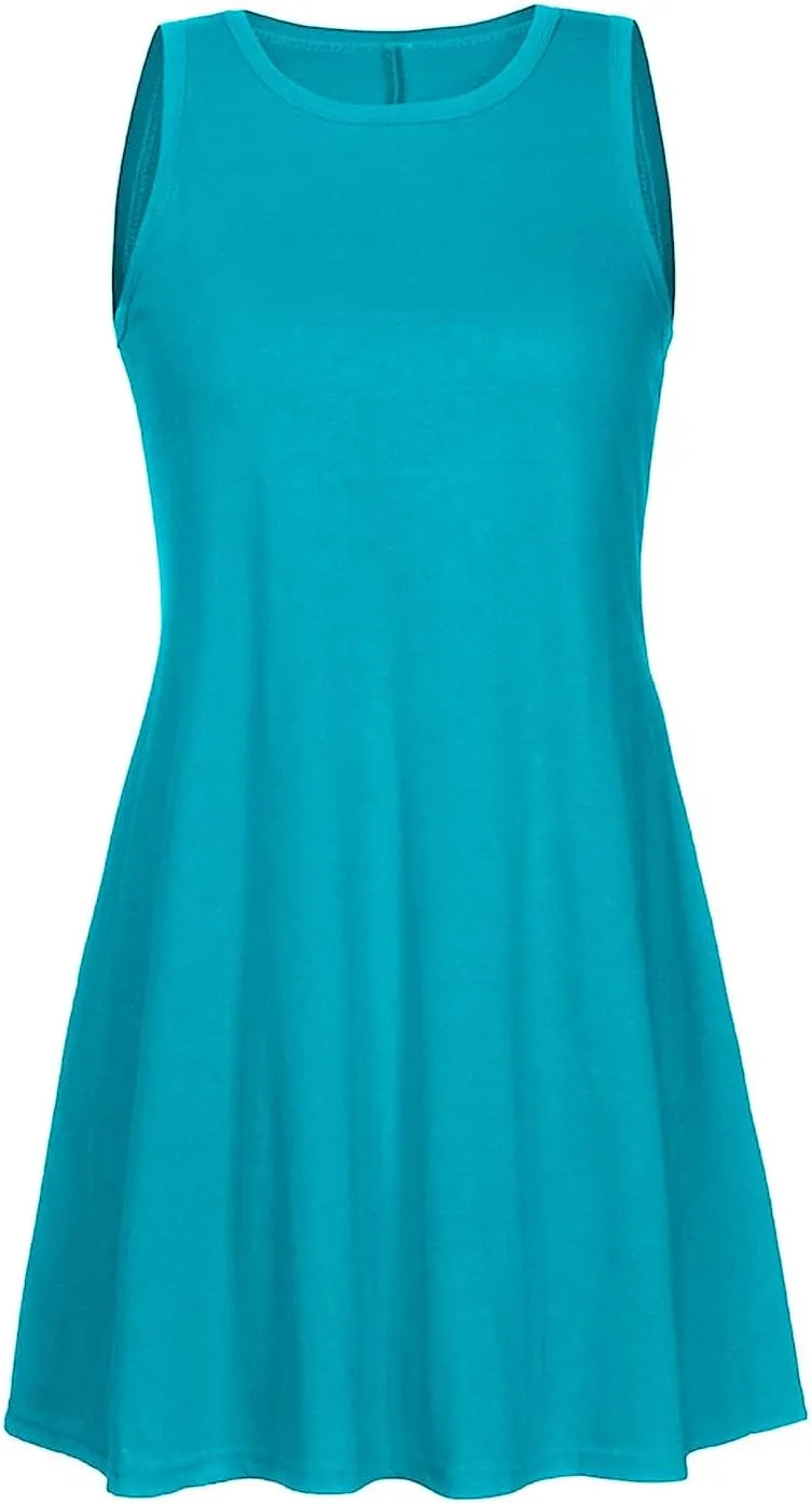 Summer Dresses for Women 2024 Island Vacation Sleeveless Sun Dresses Casual Boho Beach Tank Dress Loose Swing Sundress