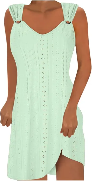Summer Dresses for Women 2025 Sleeveless Beach Casual Sundresses Swimsuit Cover Ups Spring Casual Loose Tank Dress