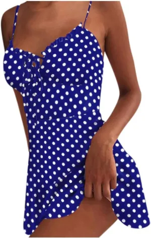 Summer Dresses for Women 2025 V-Neck Spaghetti Strap Bowknot Backless Sleeveless Lace Mini Swing Skater Dress