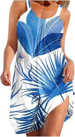 Summer Dresses for Women Vacation 2024 Casual Flowy Floral Beach Sun Dress Casual Plus Size Slip Dress 2024