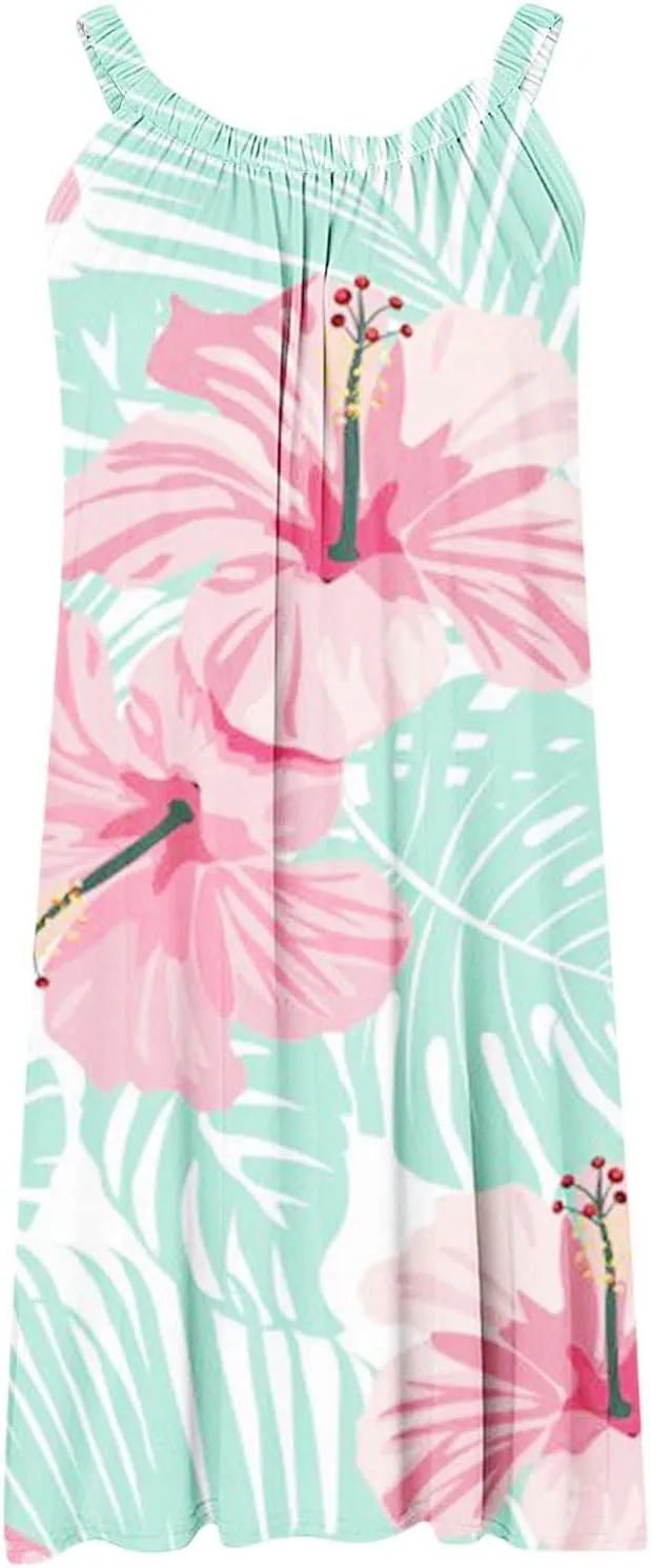 Summer Dresses for Women Vacation 2024 Casual Flowy Floral Beach Sun Dress Casual Plus Size Slip Dress 2024