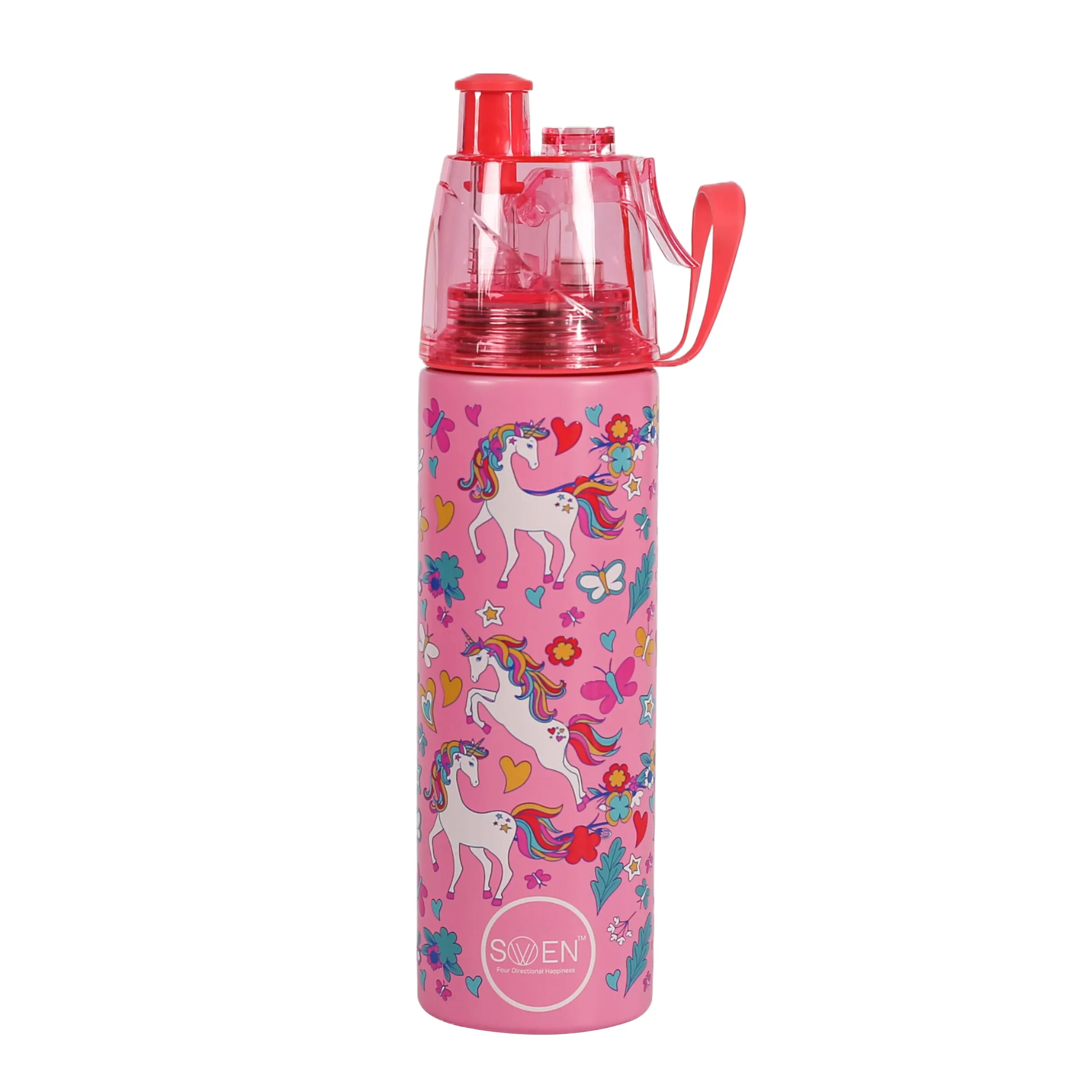 Swen Insulated Stainless Steel Unicorn Theme Mist Bottle, Pink Color - 490ml