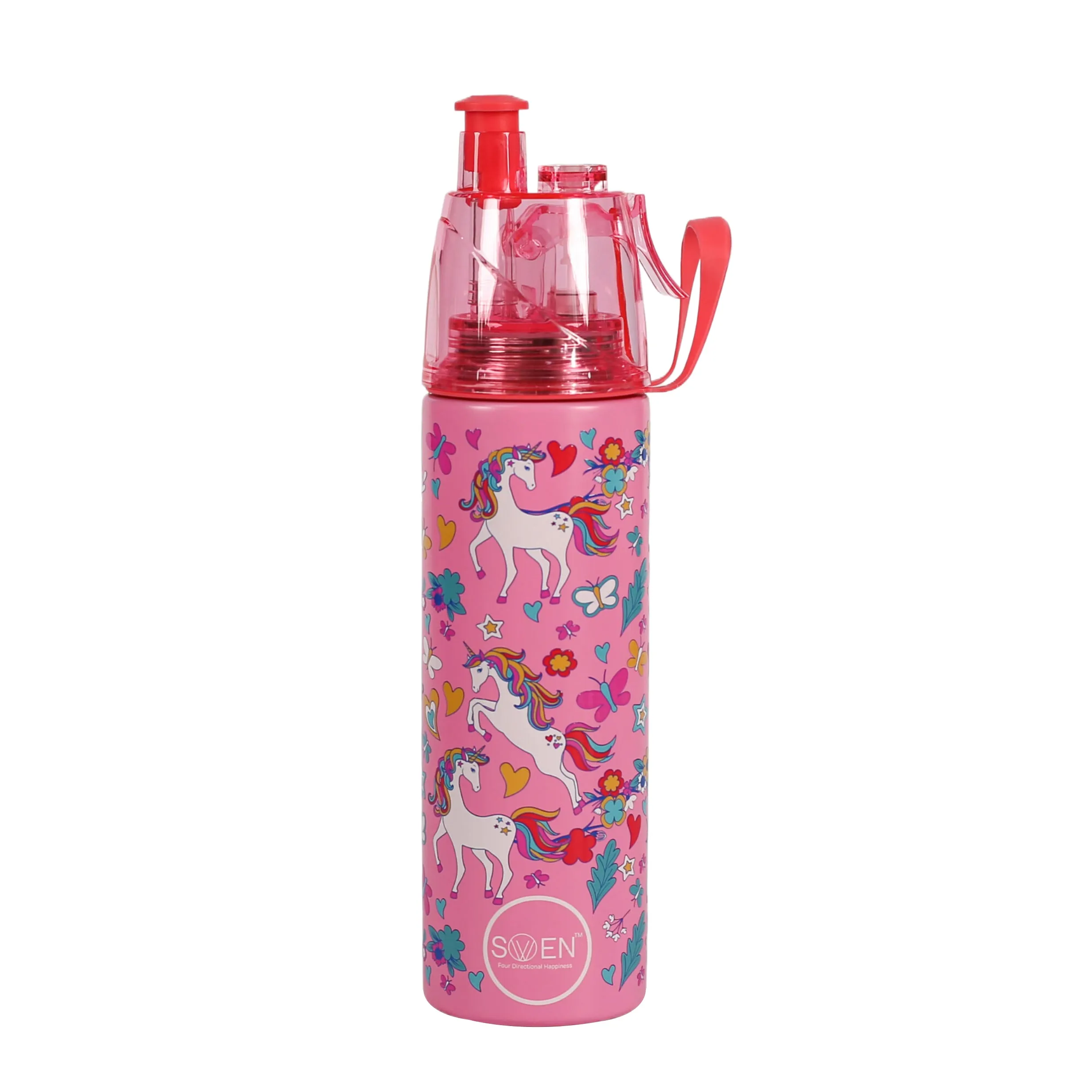Swen Insulated Stainless Steel Unicorn Theme Mist Bottle, Pink Color - 490ml