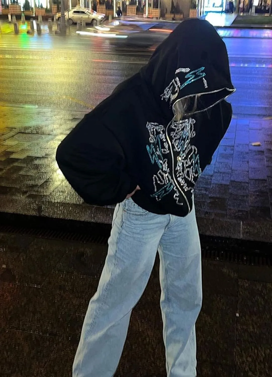 Unisex Oversize Jacket Grunge Punk Dark Sweatshirt Oversized Pullover Jacket Streetwear