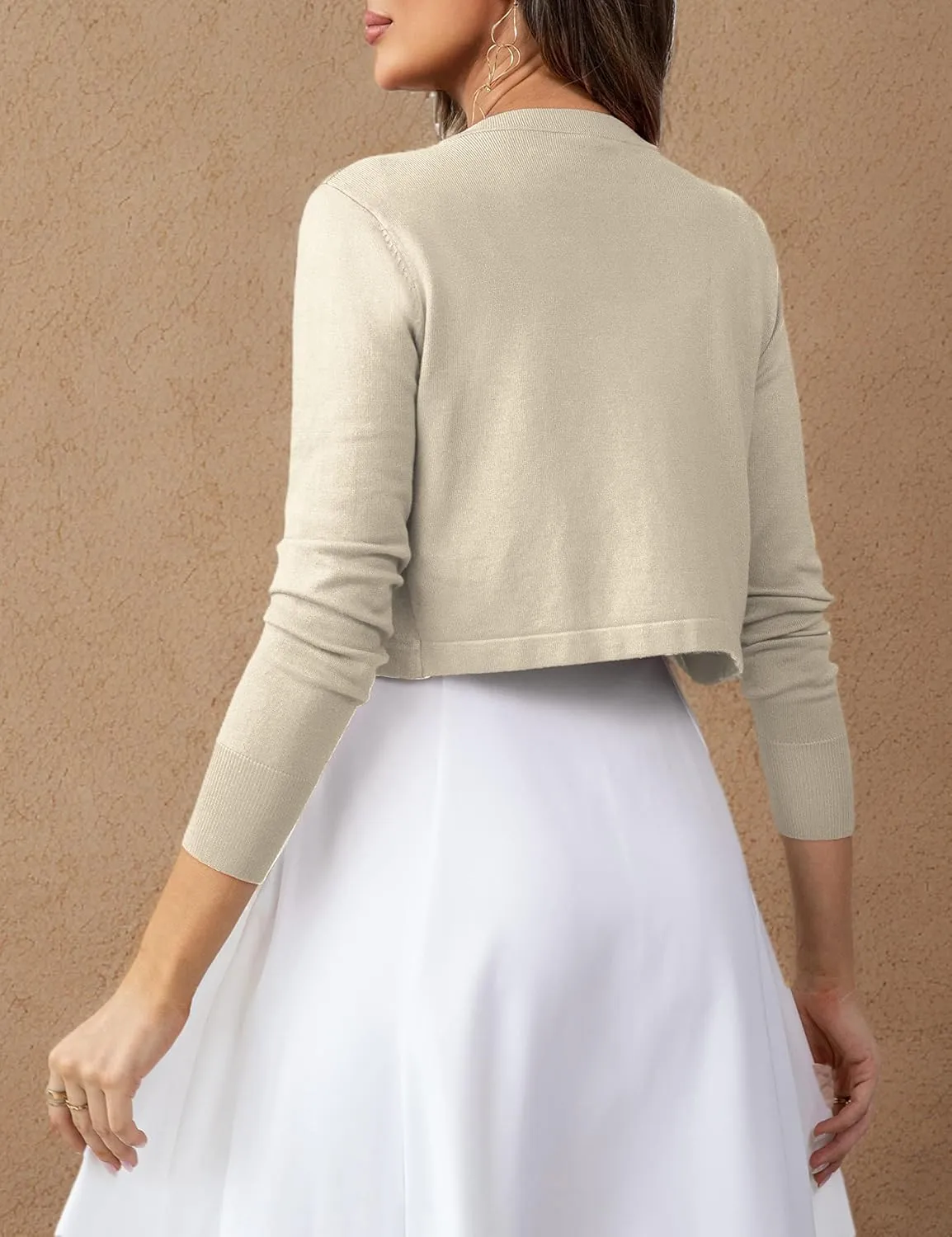 U.Vomade Women's Cropped Cardigan Bolero Shrug Open Front Sweater Long Sleeve S-1X