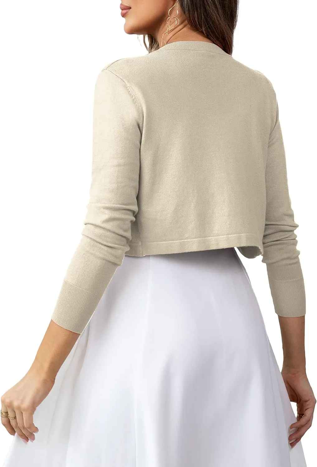 U.Vomade Women's Cropped Cardigan Bolero Shrug Open Front Sweater Long Sleeve S-1X