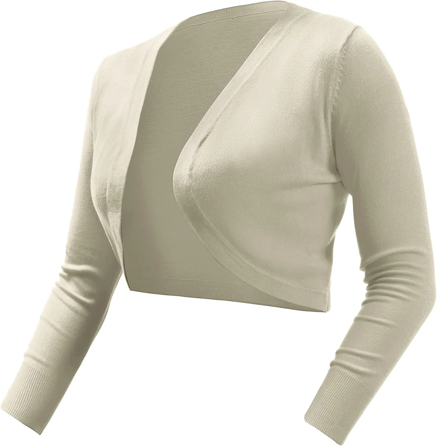 U.Vomade Women's Cropped Cardigan Bolero Shrug Open Front Sweater Long Sleeve S-1X