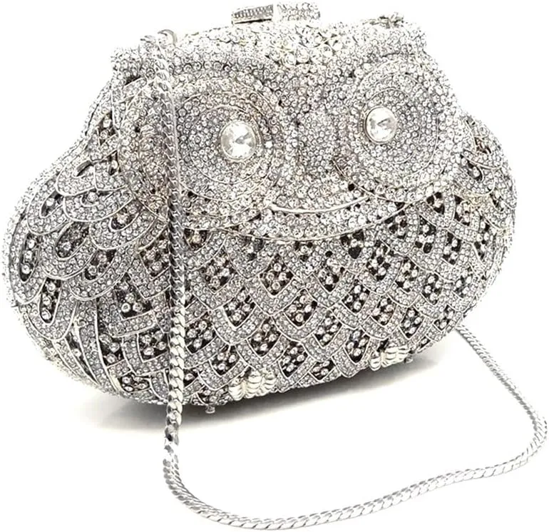 Women Cute Cartoon Rhinestone Evening Handbag Luxury Crystal Clutch Purse Owl Party Prom Evening Bag