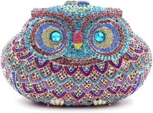 Women Cute Cartoon Rhinestone Evening Handbag Luxury Crystal Clutch Purse Owl Party Prom Evening Bag
