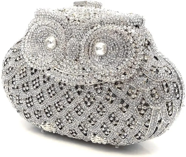 Women Cute Cartoon Rhinestone Evening Handbag Luxury Crystal Clutch Purse Owl Party Prom Evening Bag
