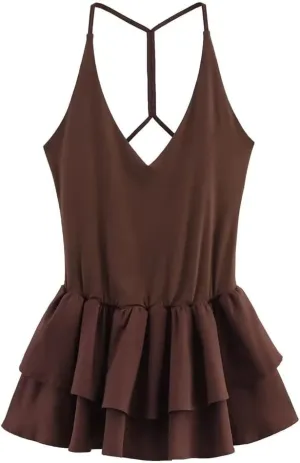 Women Deep V-Neck Mini Dress Sexy Sleeveless Backless Pleated Elastic Beach Slim Party Dresses