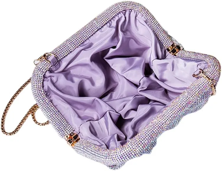 Women Full Diamonds Evening Handbag Rhinestone Clutch Purse for Party Prom Cocktail Wedding, Black