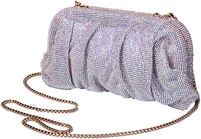 Women Full Diamonds Evening Handbag Rhinestone Clutch Purse for Party Prom Cocktail Wedding, Black