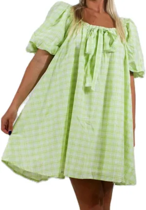 Women Puff Short Sleeve Mini Dress V-Neck Casual Flowy Babydoll Dresses A-Line Ruffle Beach Vacation Short Sundress