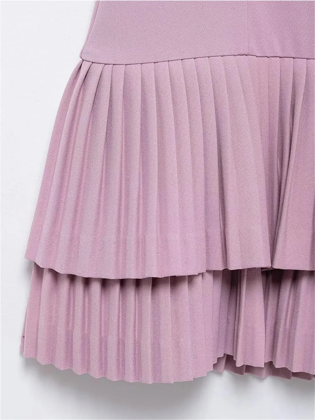 Women Solid Pleated Mini Dress Square Collar Backless Slim Sleevelesss Party Dresses