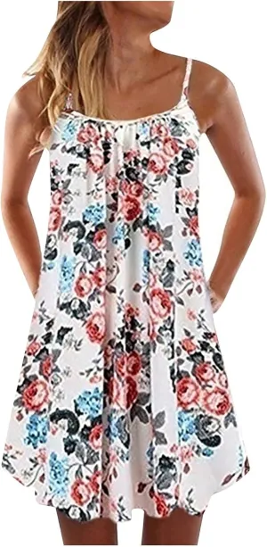 Women's Dresses Summer 2024 Casual Sleeveless Dress Bohemian Print Loose Tank Large Dress Casual, XS-6XL