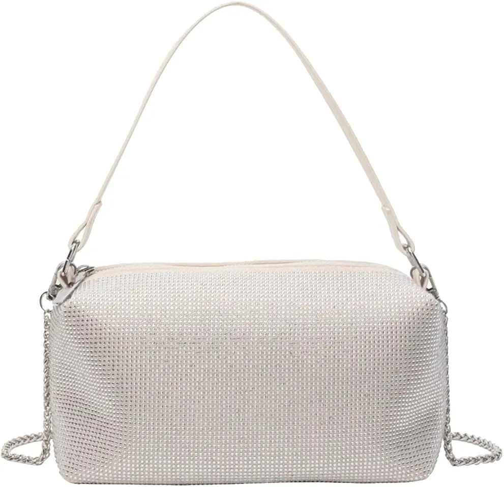 Women's Evening Handbag Rhinestone Clutch Bag Bridal Wedding Purse Bling Crystal Shoulder Bag With Detachable Chain
