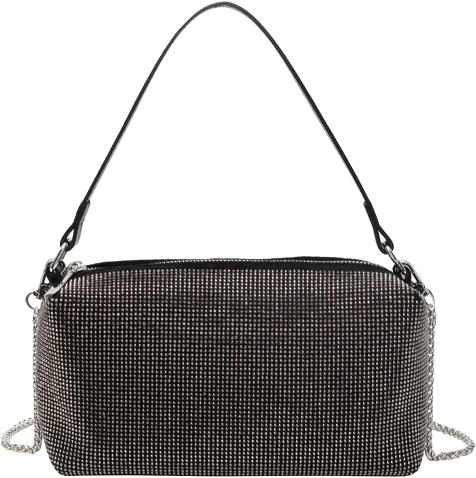 Women's Evening Handbag Rhinestone Clutch Bag Bridal Wedding Purse Bling Crystal Shoulder Bag With Detachable Chain