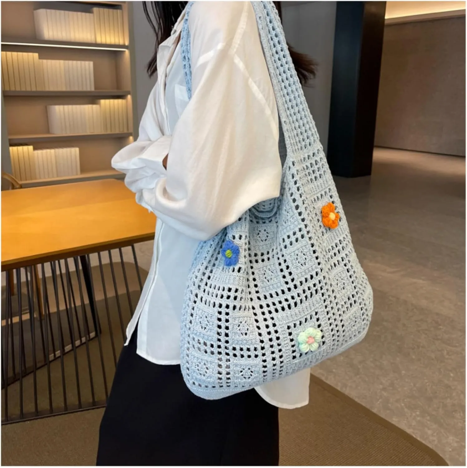 Women's Fashionable Woven Bucket Bag-Commuter Crossbody Bag with Comfortable Strap, Parties,Travel & Work