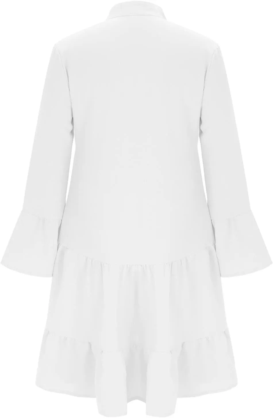 Women's Long Sleeve Botton Ruffle Dresses Casual Loose Swing Mini Dress Casual Skirts for Women 2024
