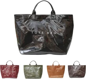 Women's PVC Tote Bag with Kraft Paper Letter Print - Large Clear Plastic Handbag, Trendy Top Handle Hobo Bag Accessories