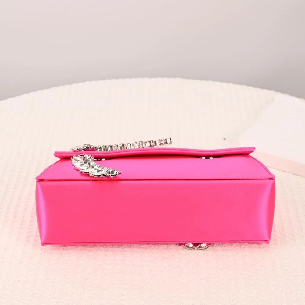 Women's Satin Evening Handbag Rhinestone Handle Clutch Purse Prom Bags Glitter Small Handbags for Party Wedding Prom