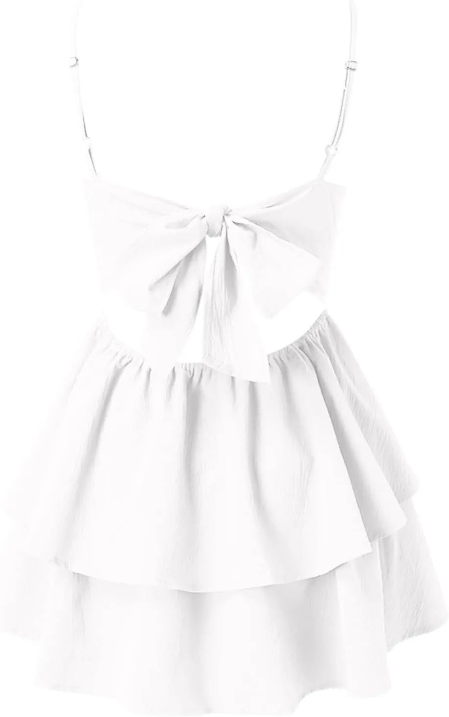 Womens Summer Dress Beach Casual Loose Tshirt Square Neck Strap Mini Dresses Back Bowknot Sun Dresses for Women