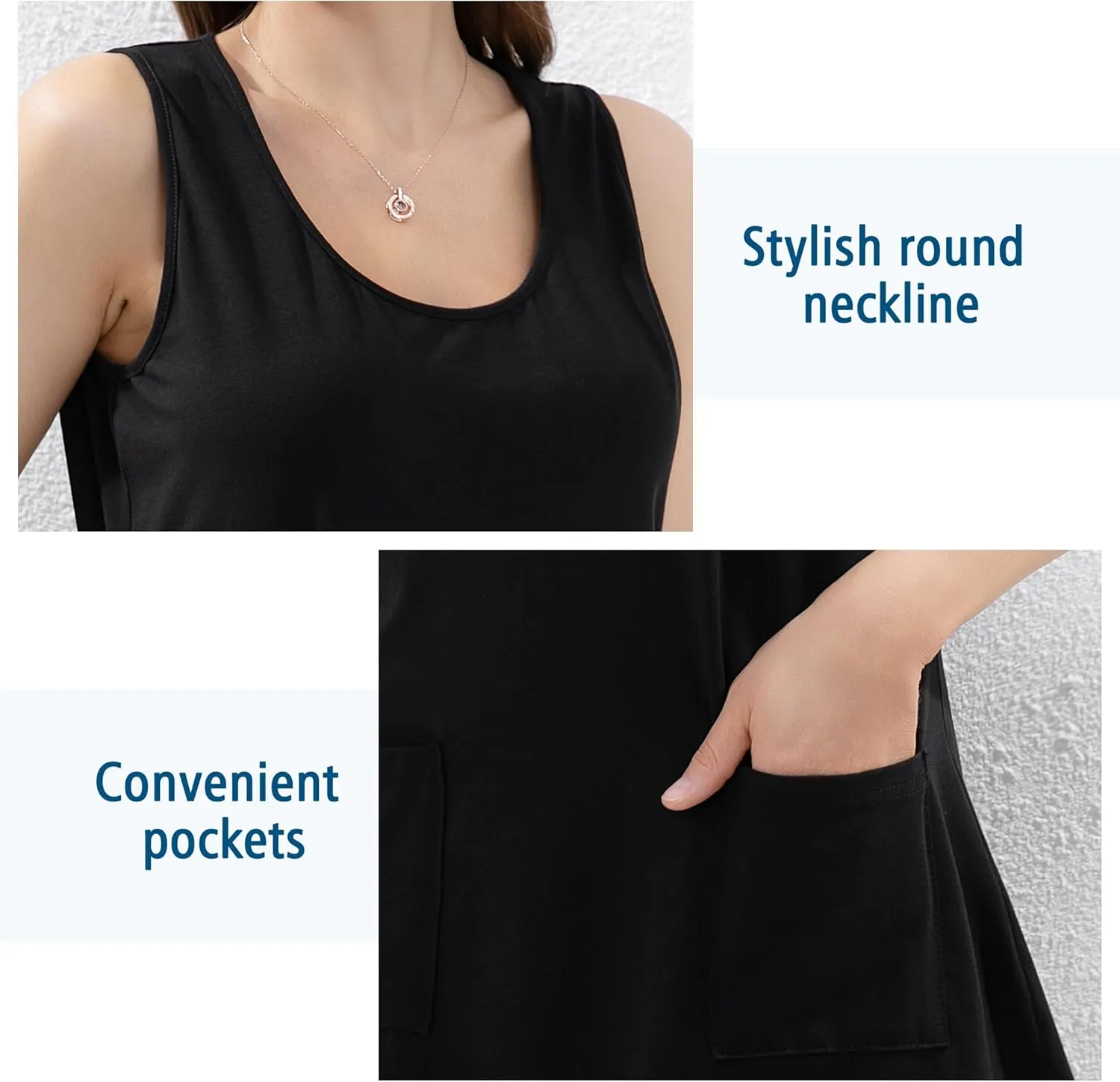 Women's Summer Dresses 2025 Casual Sleeveless Boho Beach Dress Scoop Neck T-Shirt Floral Sundress with Pocket