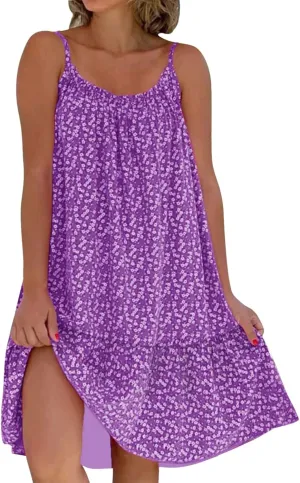 Womens Summer Dresses Loose U Neck Sleeveless Sundresses Beach Cute Teen Short 2025 Trendy Outfits