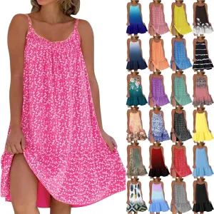 Womens Summer Dresses Loose U Neck Sleeveless Sundresses Beach Cute Teen Short 2025 Trendy Outfits