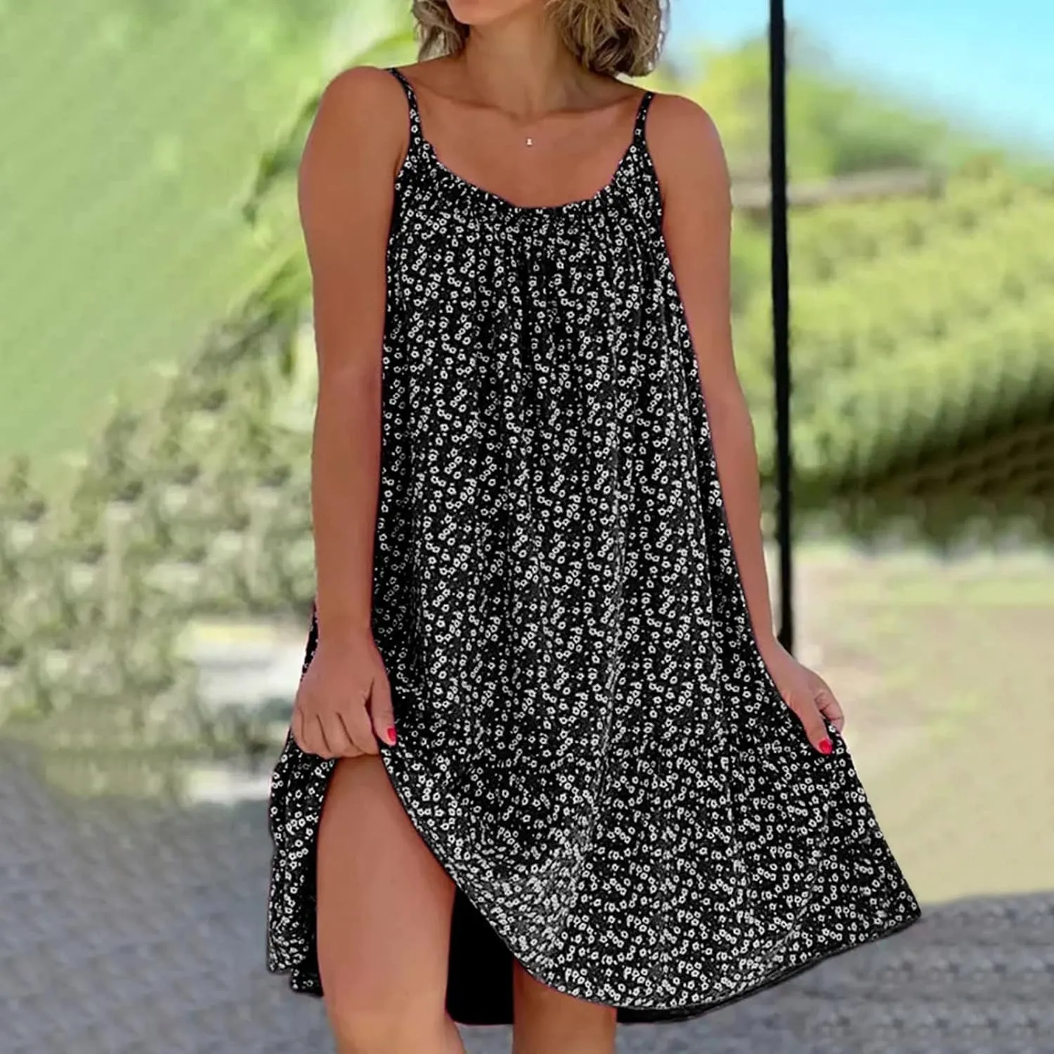 Womens Summer Dresses Loose U Neck Sleeveless Sundresses Beach Cute Teen Short 2025 Trendy Outfits